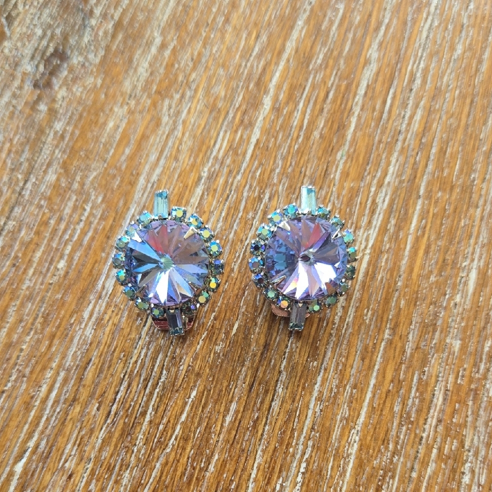 Elegant Silver and Purple Crystal Earrings